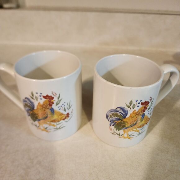 Set of 2 Corelle Coordinates Country Morning Rooster Mugs/Cups Stoneware - Picture 2 of 6